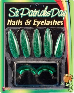 Forum Novelties 187608 Green Glitter Nails & Lashes Adult