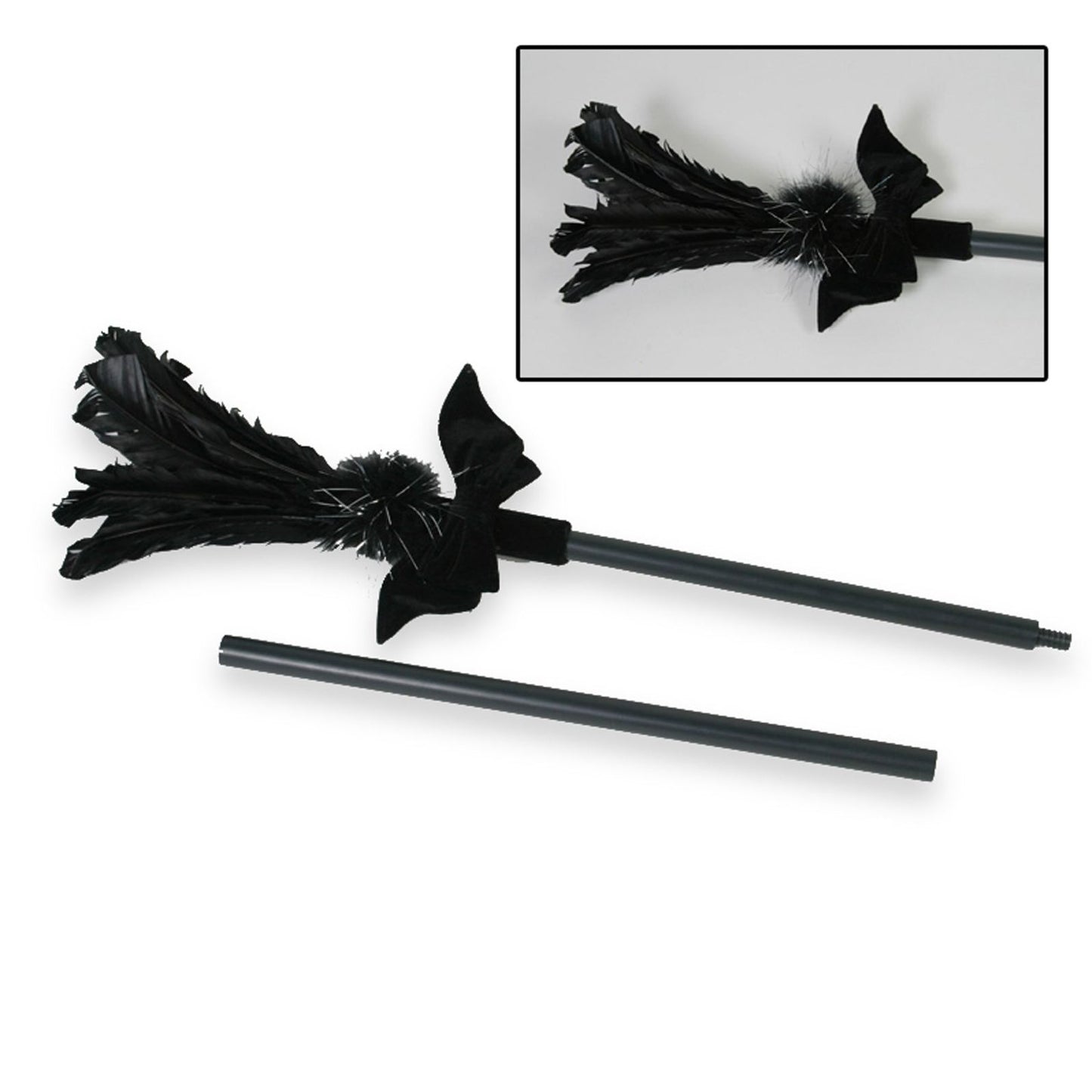 Black Feather Sparkle Broom Costume Accessory
