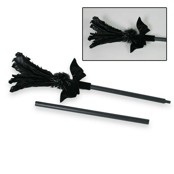 Black Feather Sparkle Broom Costume Accessory