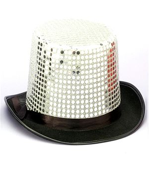 Forum Novelties 28154-04 Sequin Top Hat Adult Silver