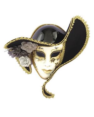 Forum Novelties 59767 White Venetian Mask With Hat
