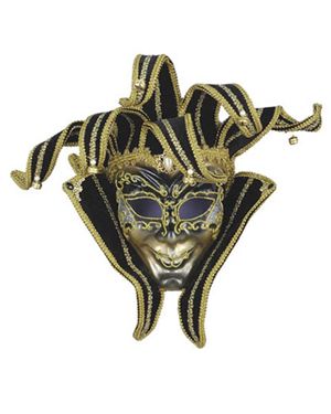 Forum Novelties 61016 Black And Gold Jester Mask