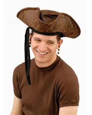 Forum Novelties 61210 Brown Distressed Pirate Hat W/Beads Adult
