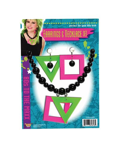 Forum Novelties 62893F 80s Neon Earrings and Necklace Set