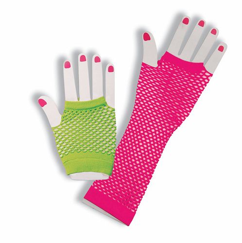 Forum Novelties 63027F 80's Neon Fishnet Glove Set