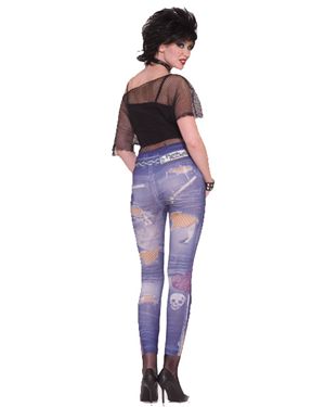 Forum Novelties F64128-XSS Punk Graphic Jean Leggings Size X-Small/Sm