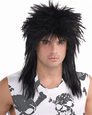 Forum Novelties 24606-01 Unisex Black Rocker Wig