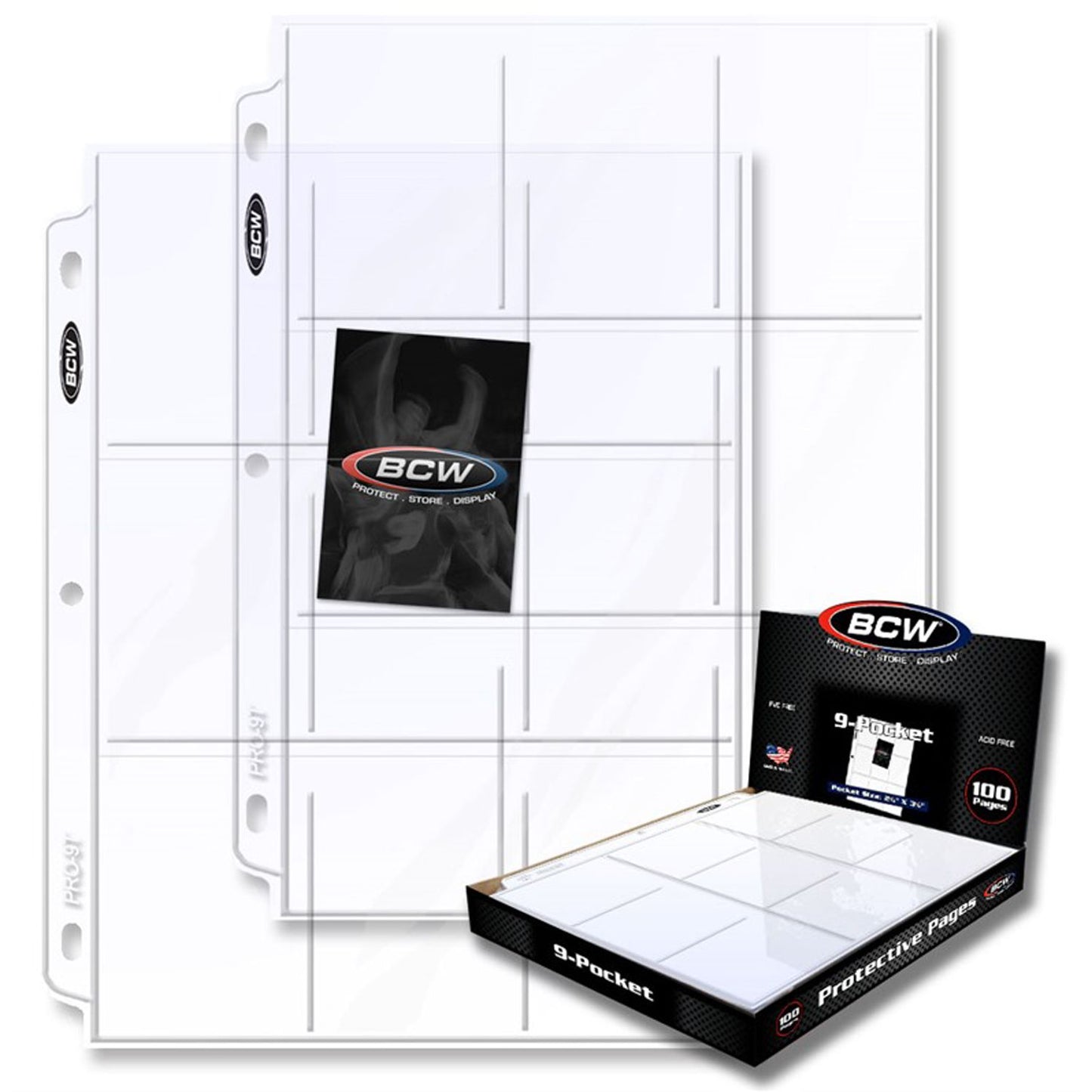 BCW 9-Pocket Plastic Sheets- 100 pack