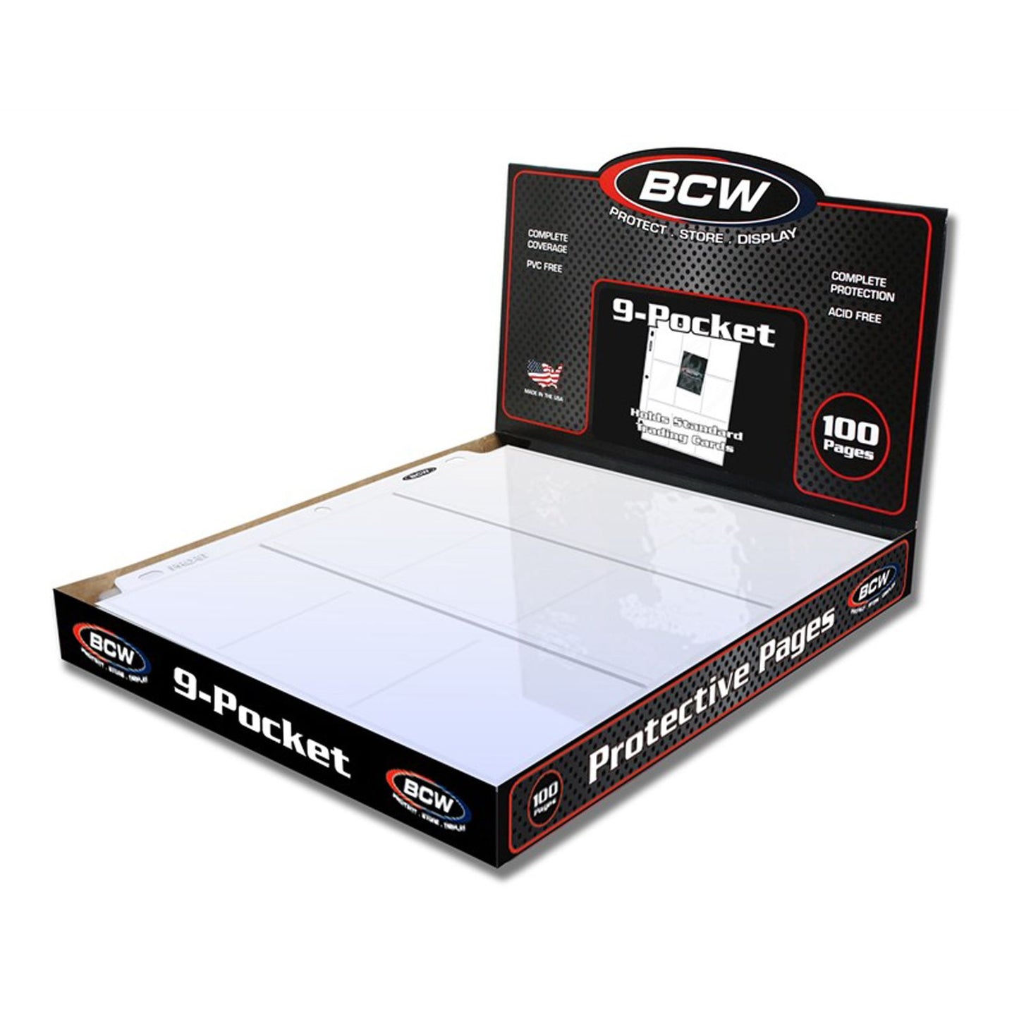 BCW 9-Pocket Plastic Sheets- 100 pack