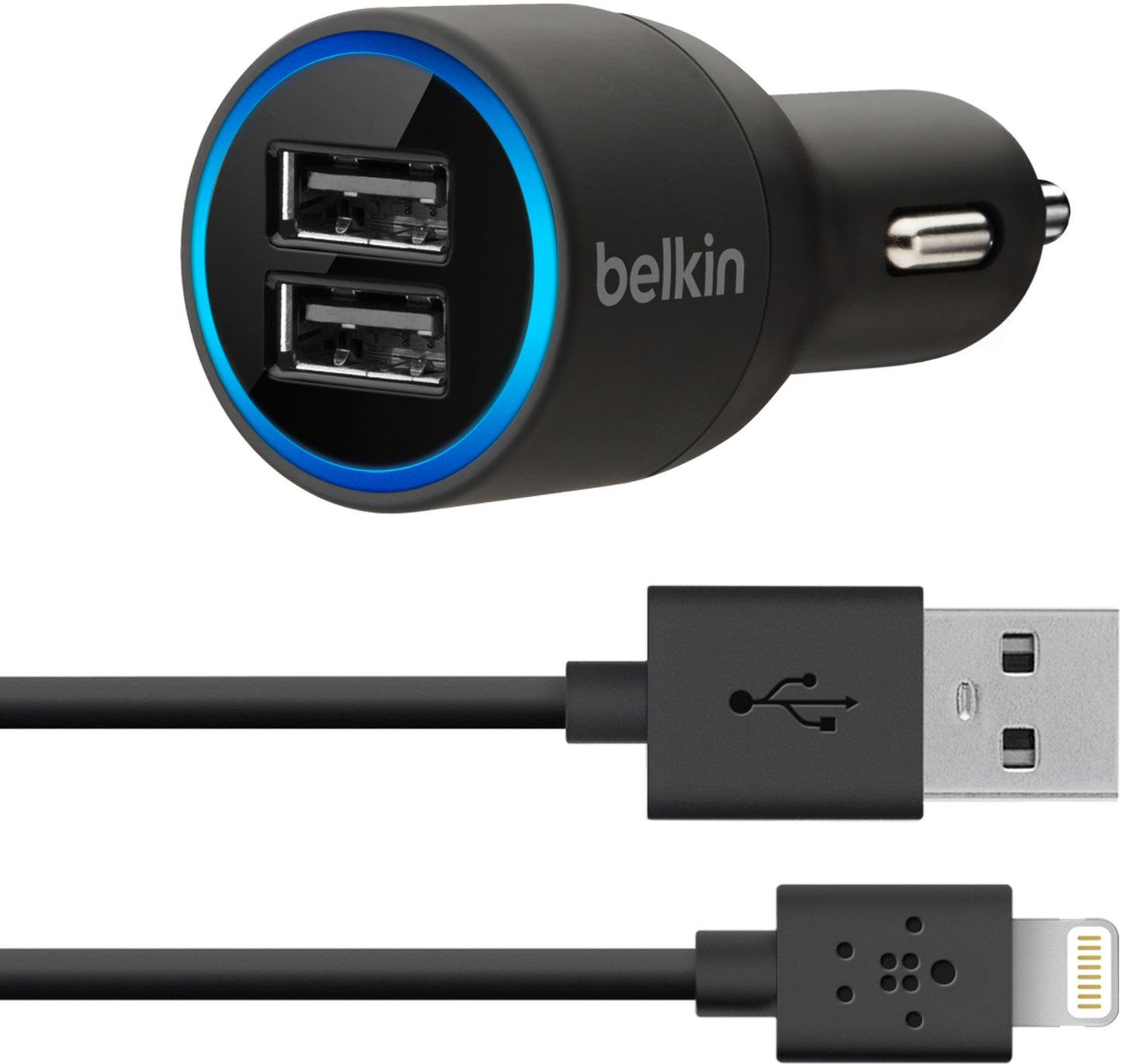 Belkin F8J071bt04-BLK Dual USB Car Charger, 4.2A / 20W w/Charge-Sync Cable (1.2m)