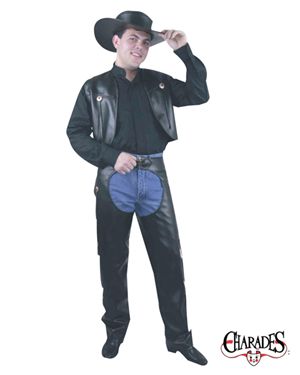 Charades Costumes CH01085-M Chaps And Vest Man Leather Adult Costume Size Medium