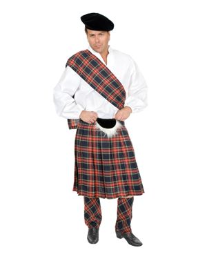 Charades Promo CH52012-1X Mens Plus Size Scottish Navy Plaid Kilt Costume Size 1X