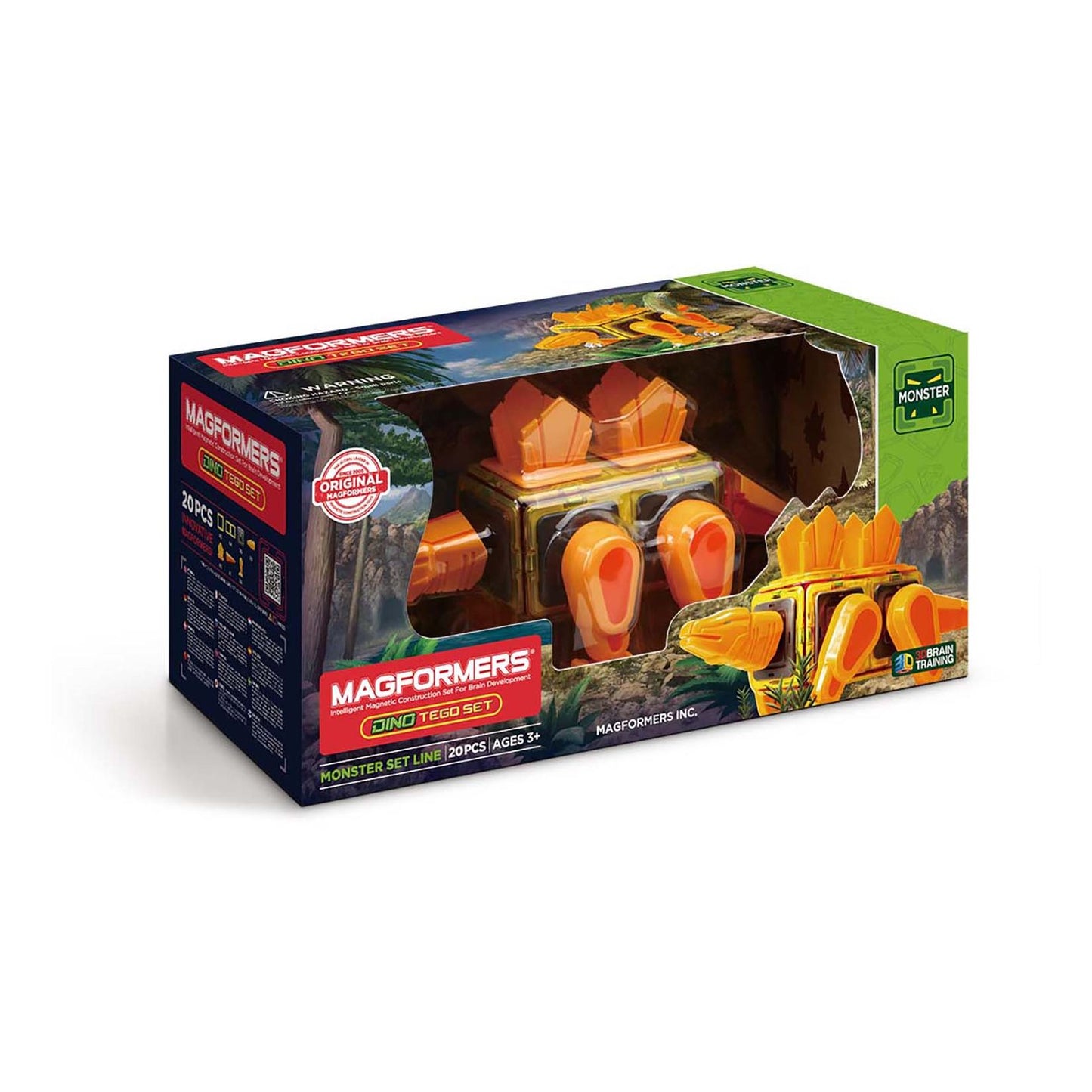 Magformers Dino Tego 20 Piece Magnetic Construction Set