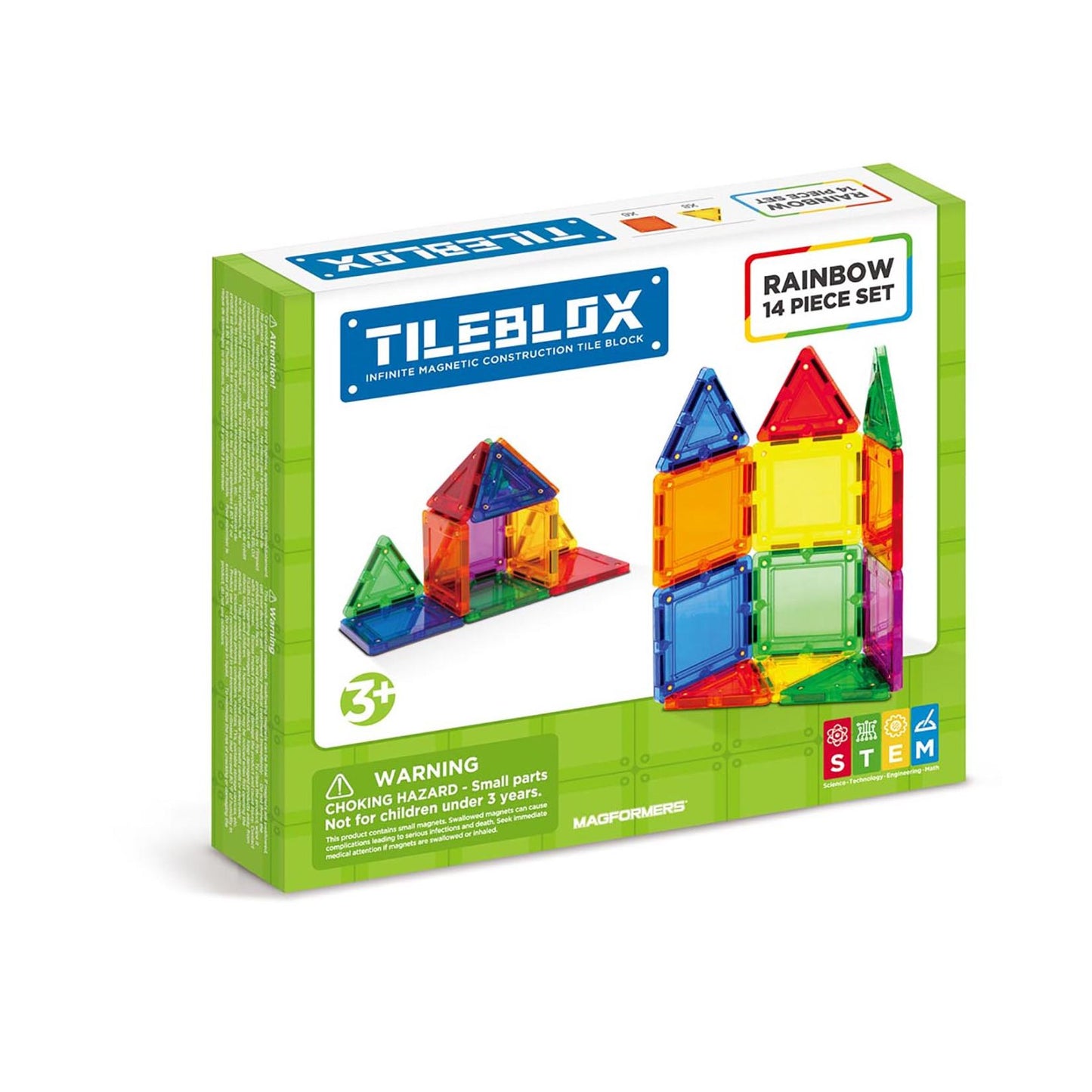 Magformers TILEBLOX Rainbow 14 Piece Magnetic Construction Set