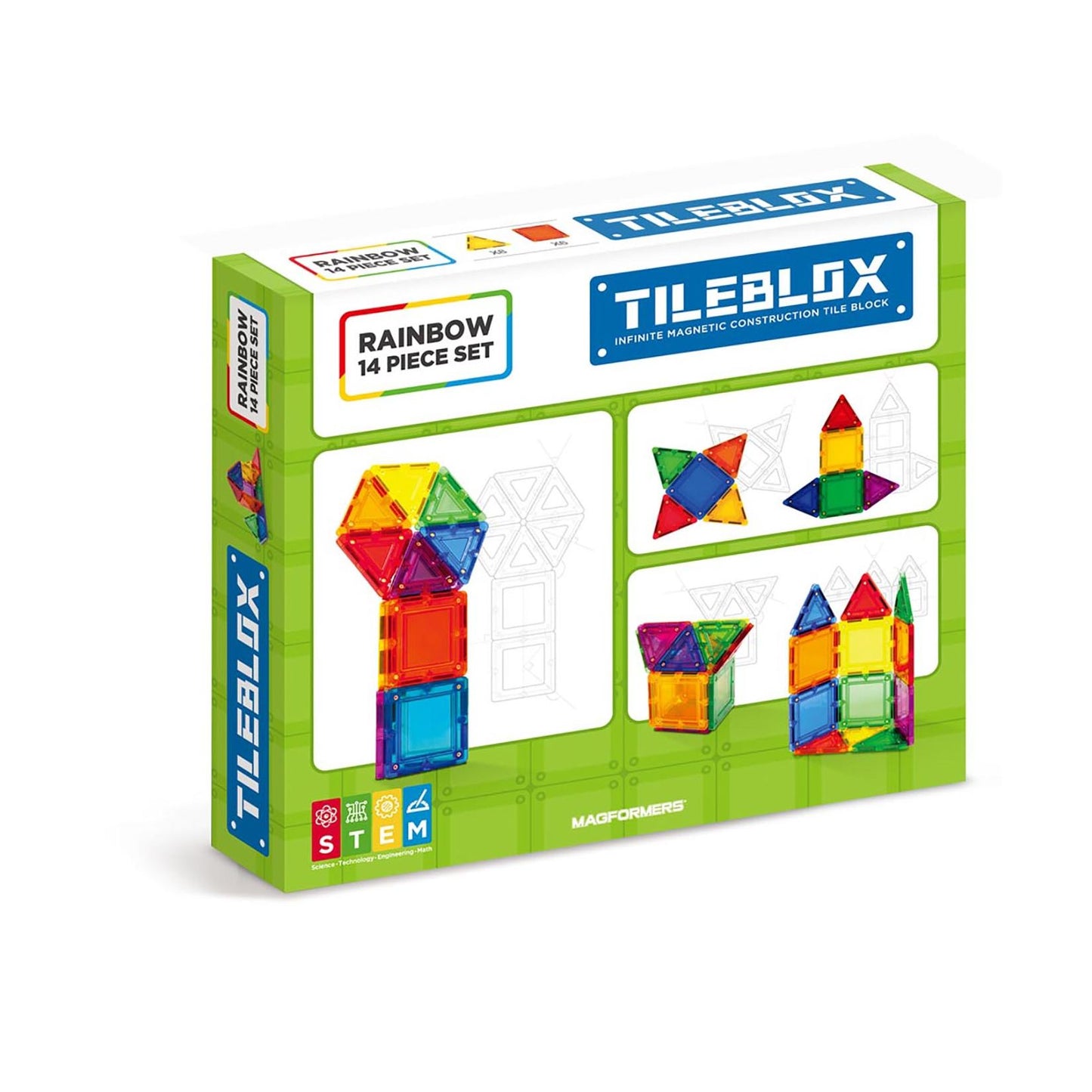 Magformers TILEBLOX Rainbow 14 Piece Magnetic Construction Set