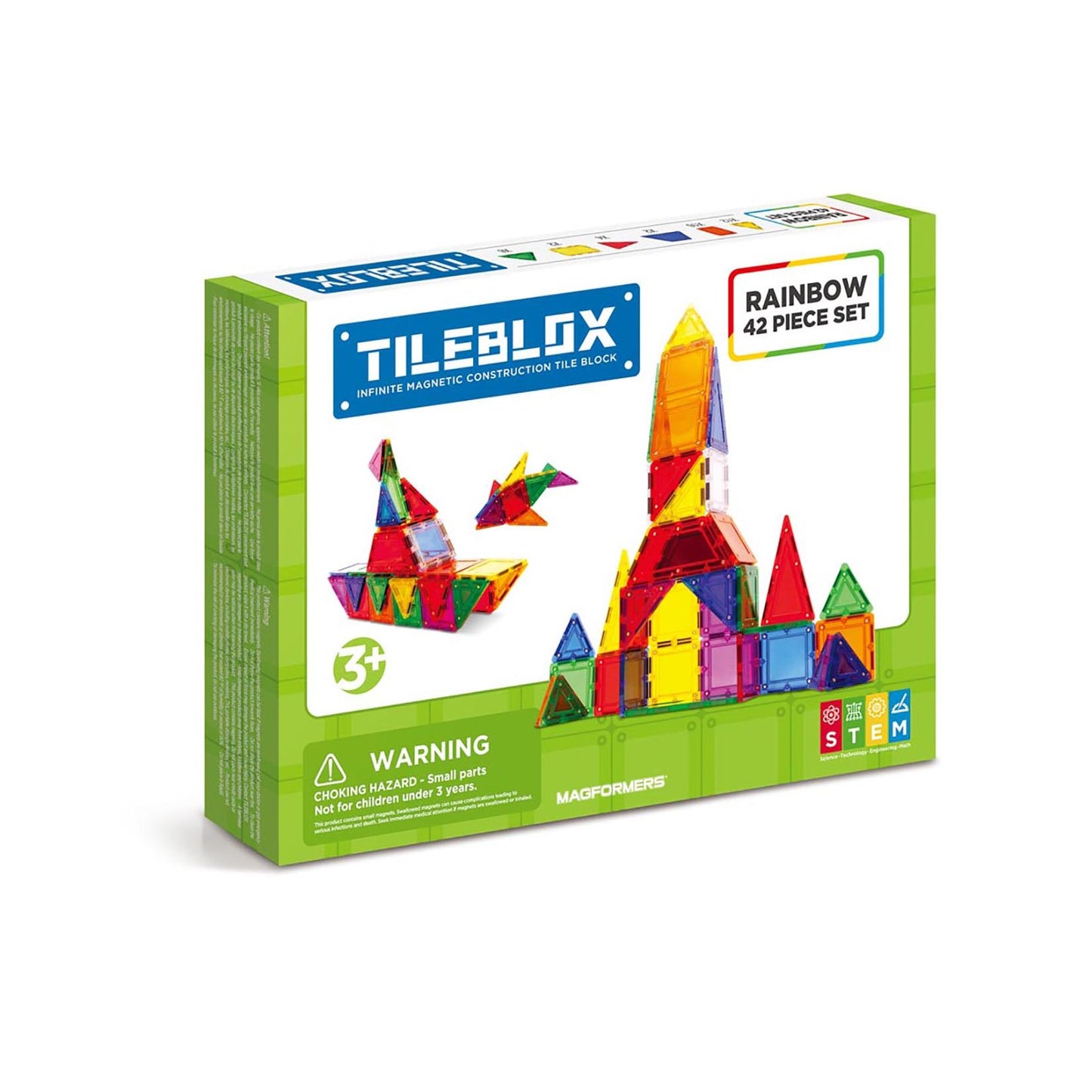 Magformers TILEBLOX Rainbow 42 Piece Magnetic Construction Set