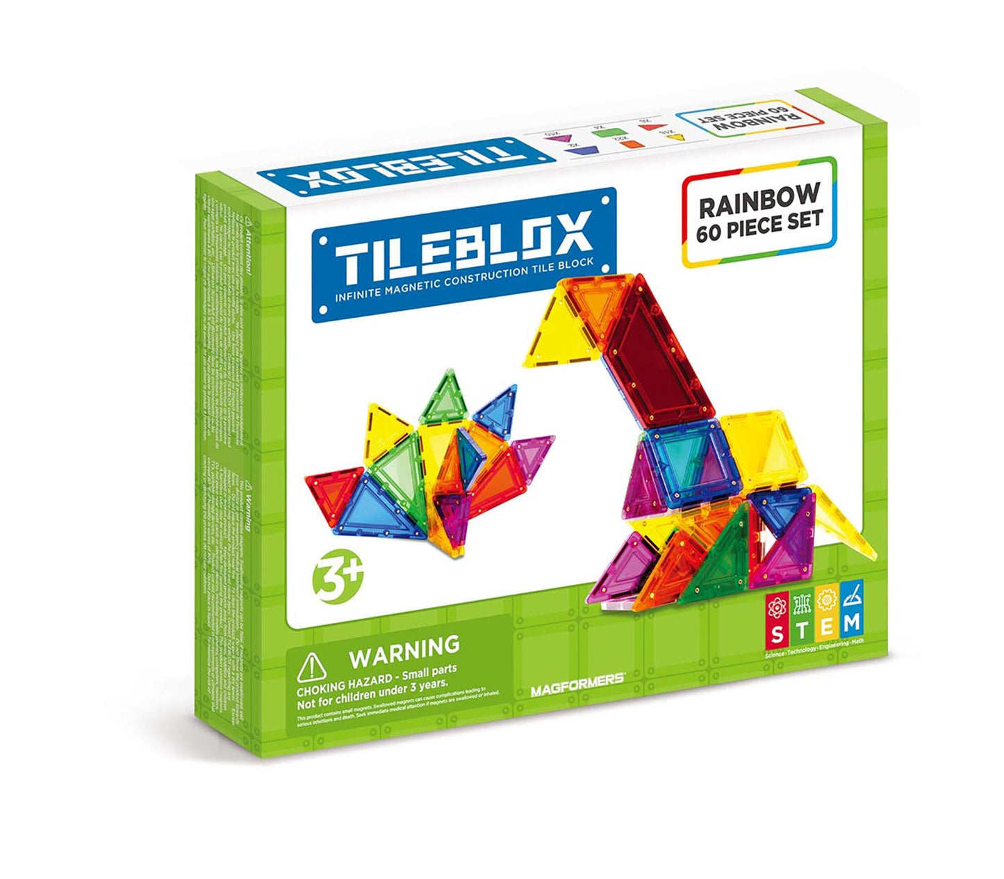 Magformers TILEBLOX Rainbow 60 Piece Magnetic Construction Set
