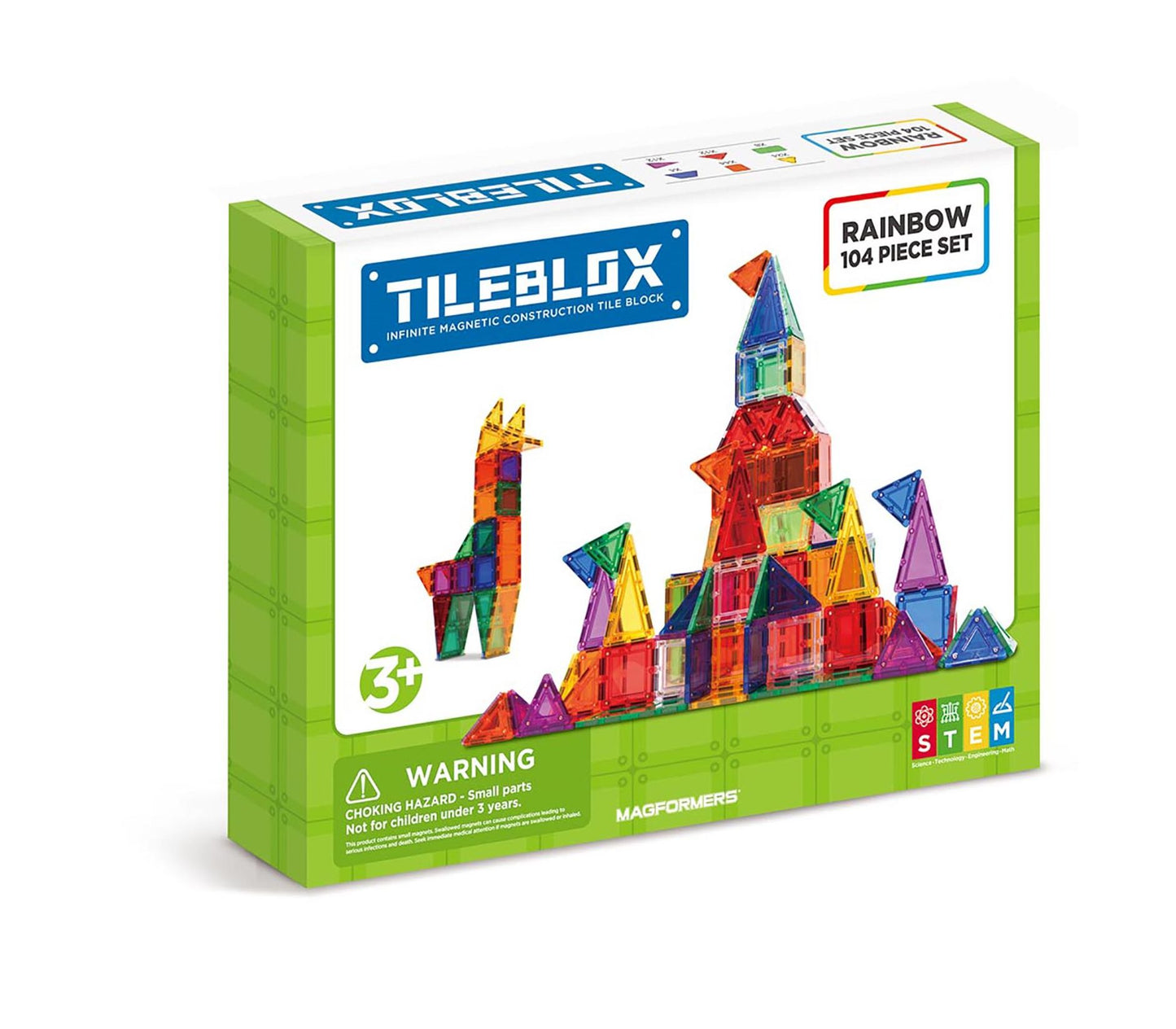 Magformers TILEBLOX Rainbow 104 Piece Magnetic Construction Set