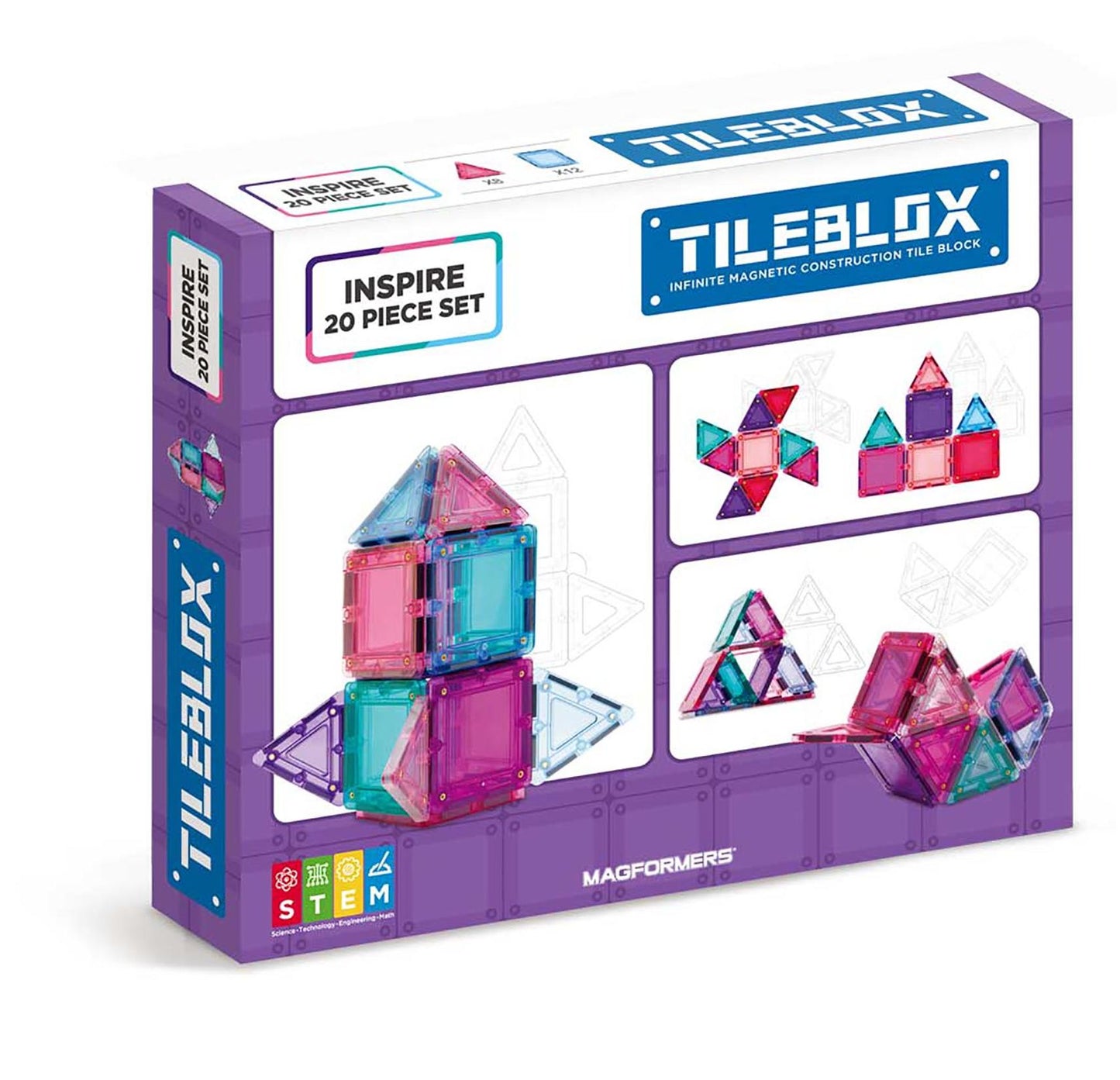 Magformers TILEBLOX Inspire 20 Piece Magnetic Construction Set
