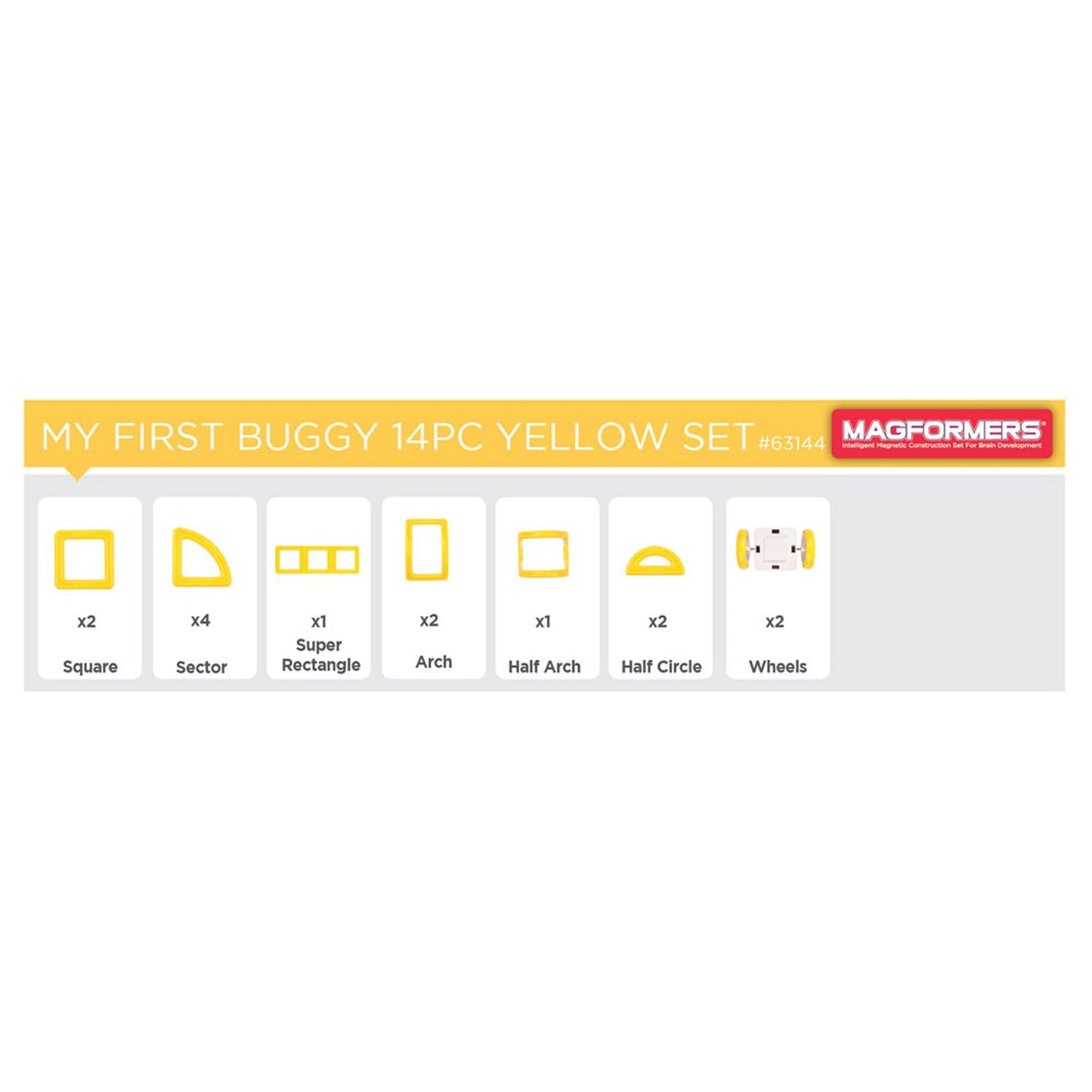 Magformers My First Buggy 14 Piece Magnetic Construction Set - Yellow
