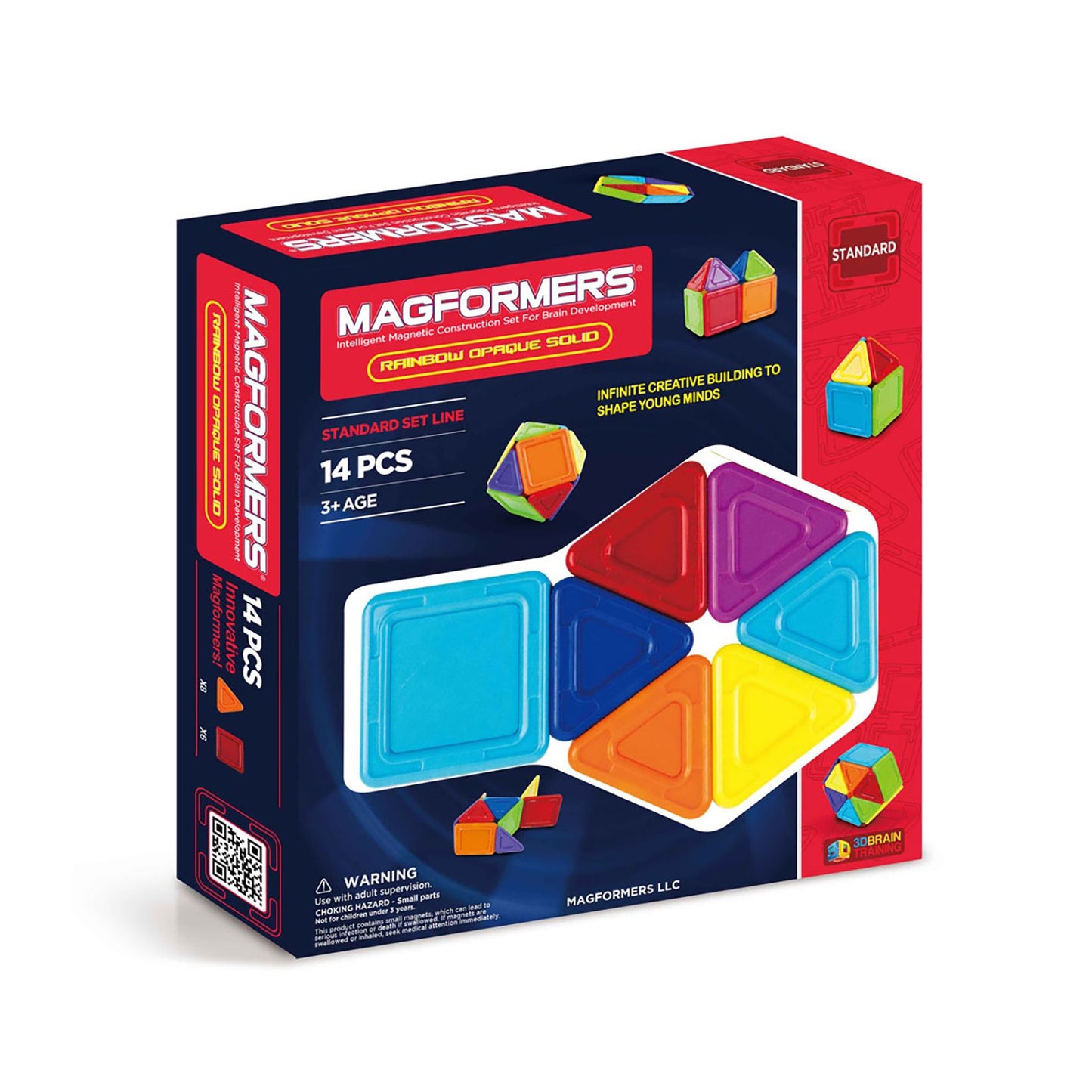 Magformers Solids Opaque Rainbow 14 Piece Magnetic Construction Set
