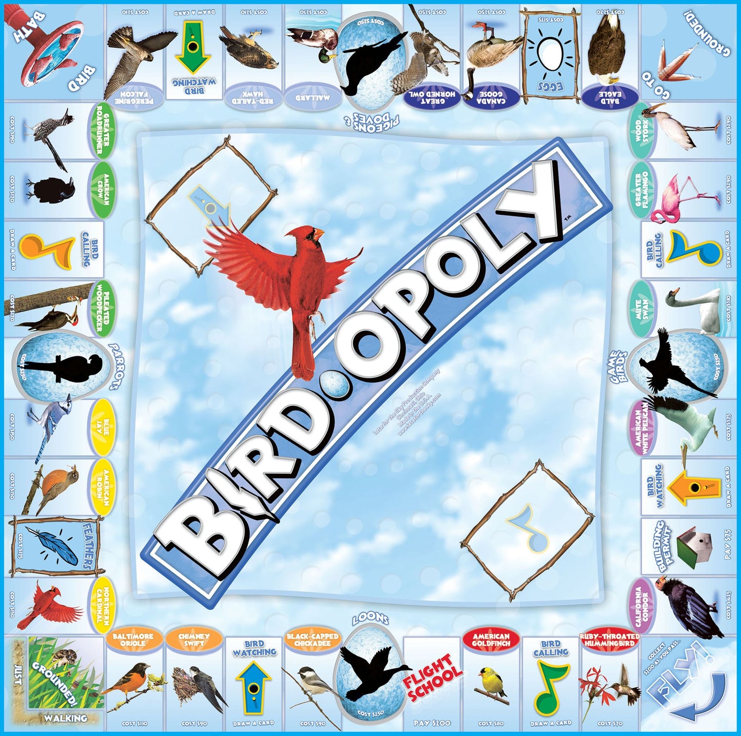 Late For The Sky Bird-Opoly Board Game