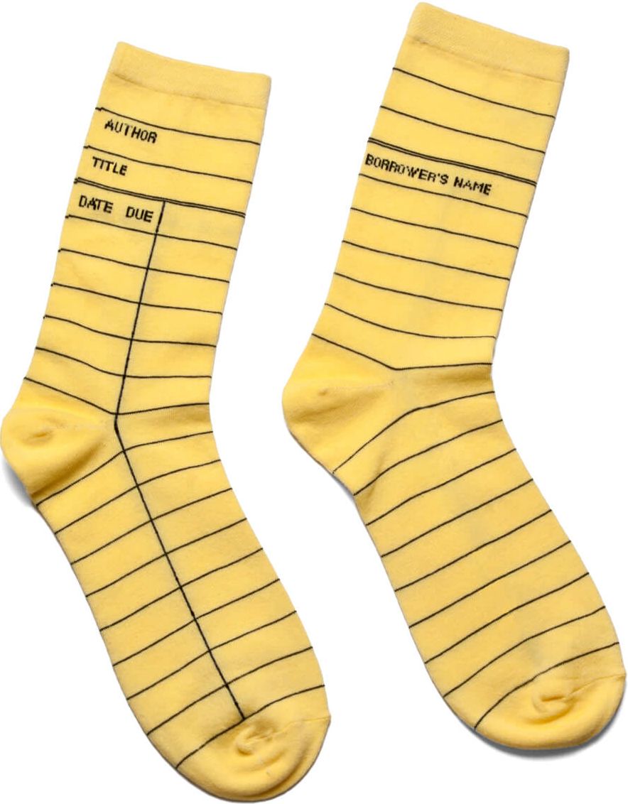 Library Card Crew Socks Unisex 9-11 1 Pair
