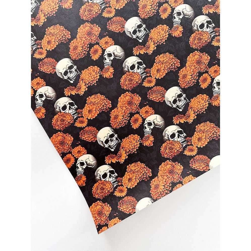 Skulls and Mums 30" x 20" Flat Wrap sheet