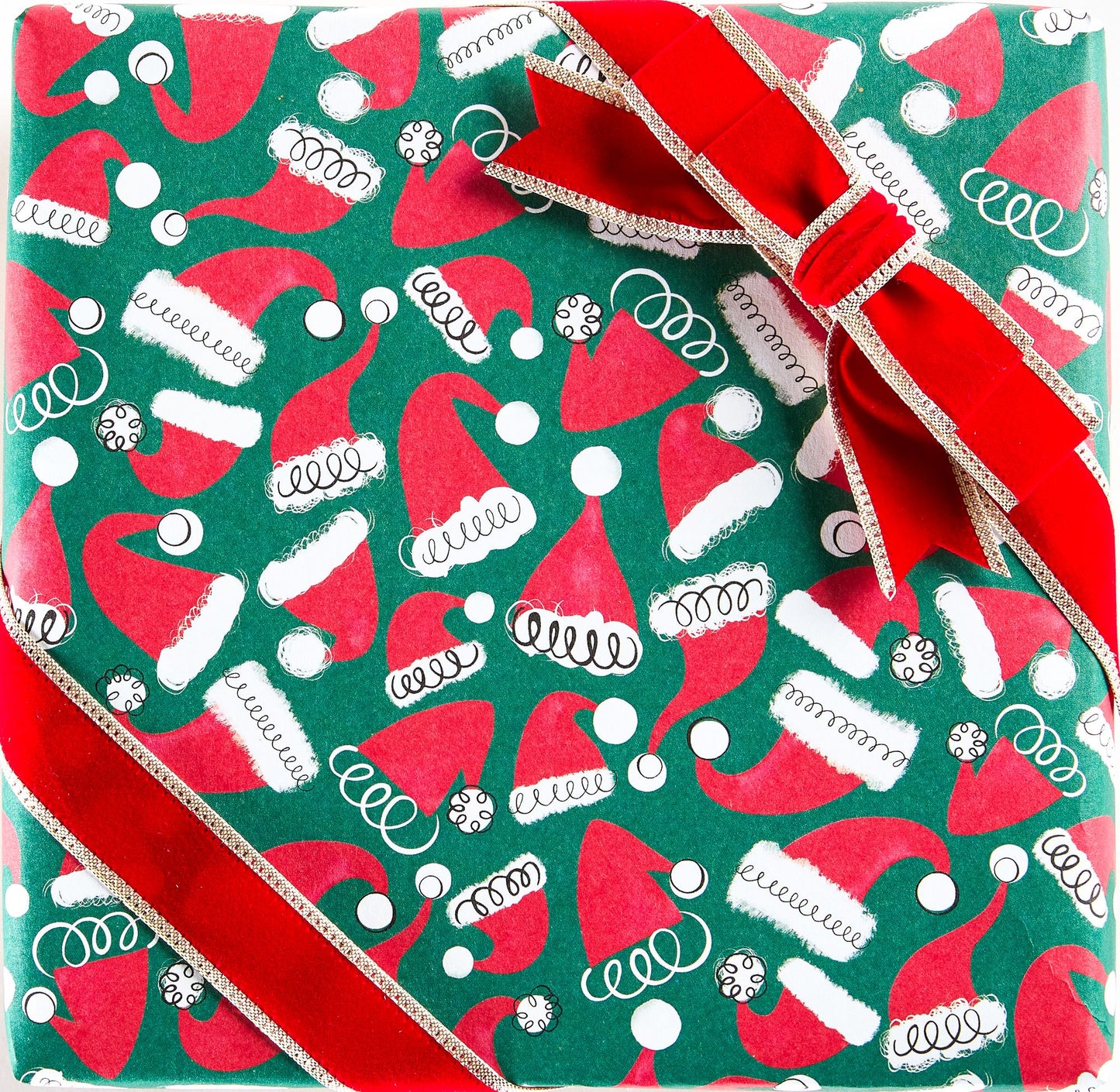 Santa Hats on Green 20x30 Flat Wrap
