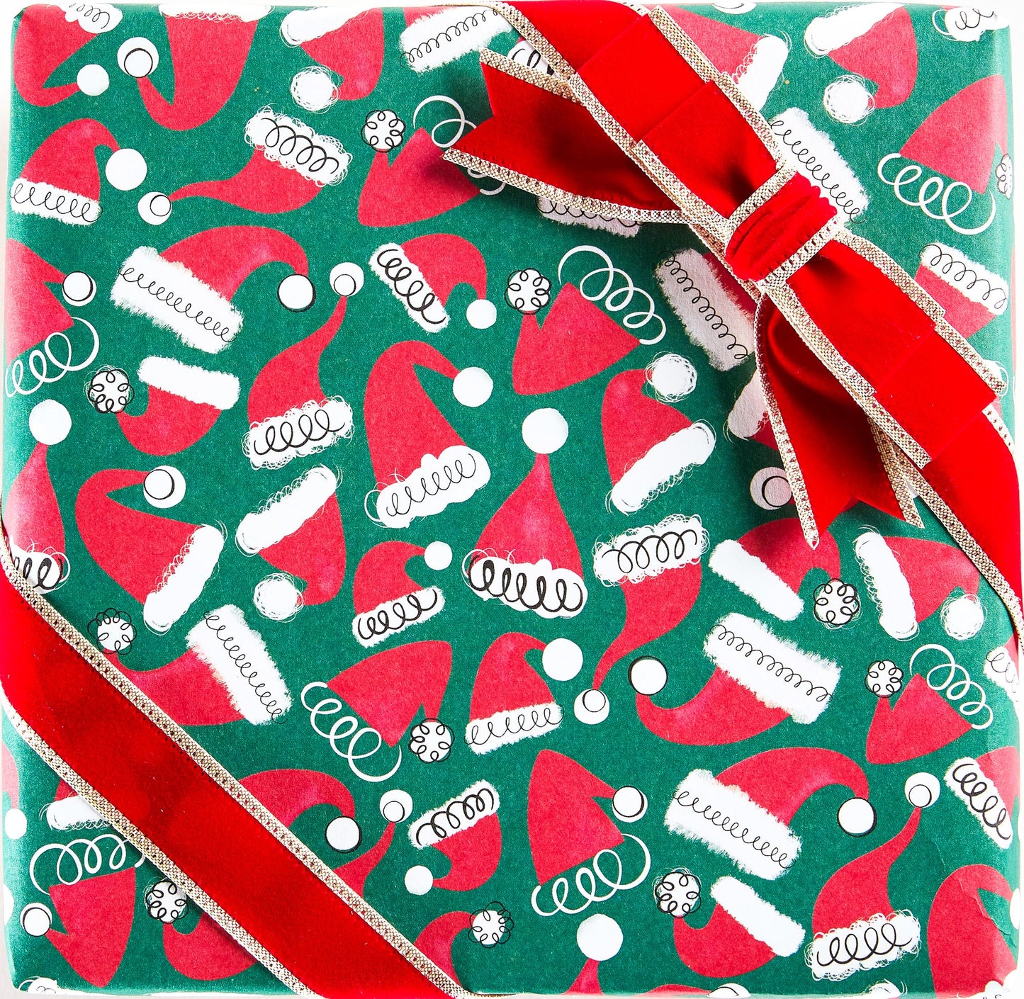 Santa Hats on Green 20x30 Flat Wrap