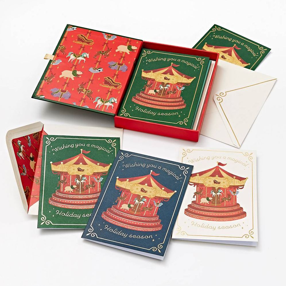 XMAS OFF/FOIL A6 Carousel Critters FLD S/12