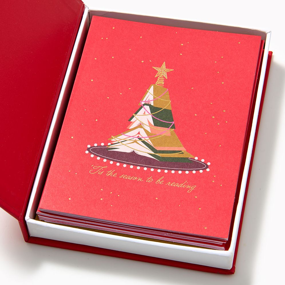 XMAS OFF/FOIL A6 Book Trees FLD S/12