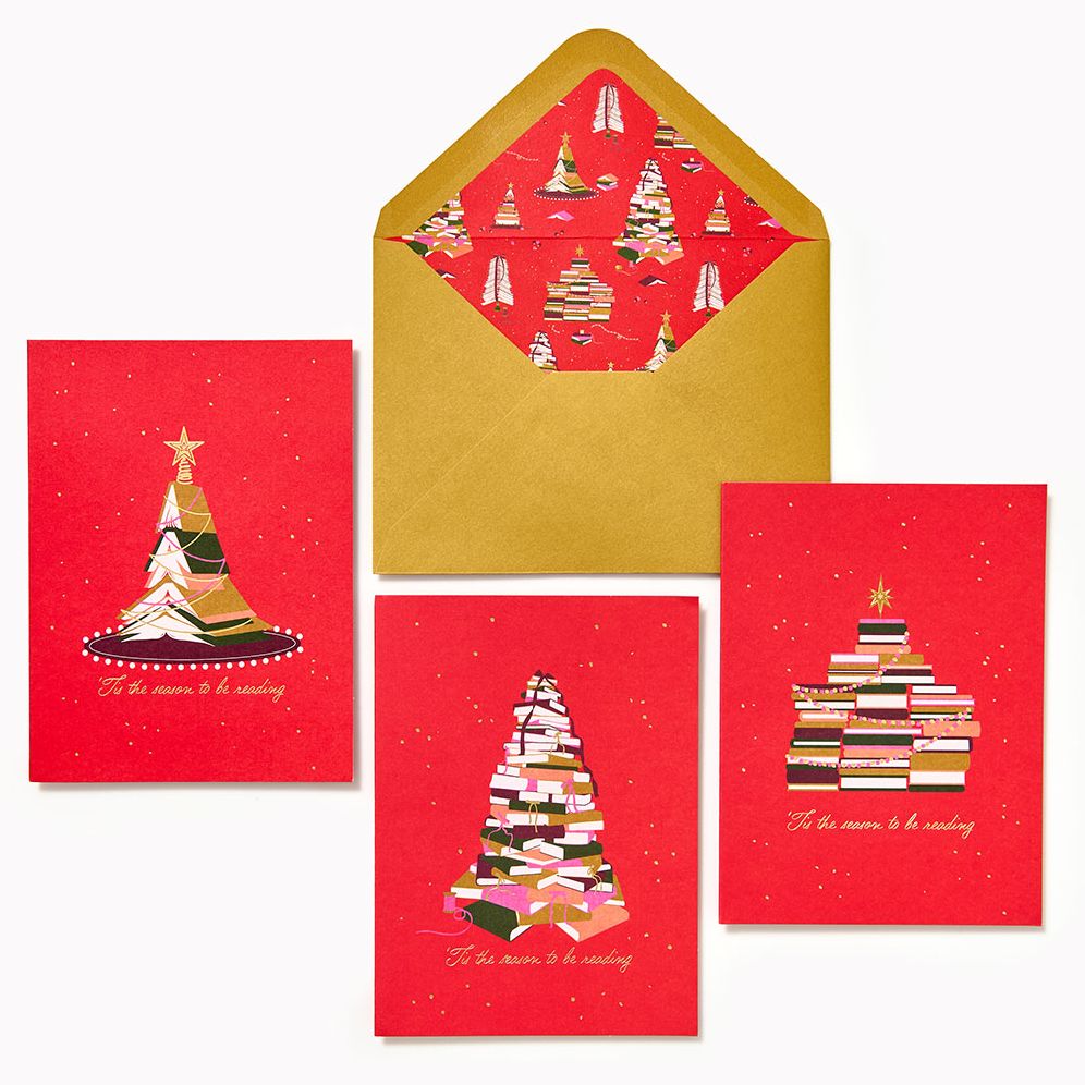 XMAS OFF/FOIL A6 Book Trees FLD S/12