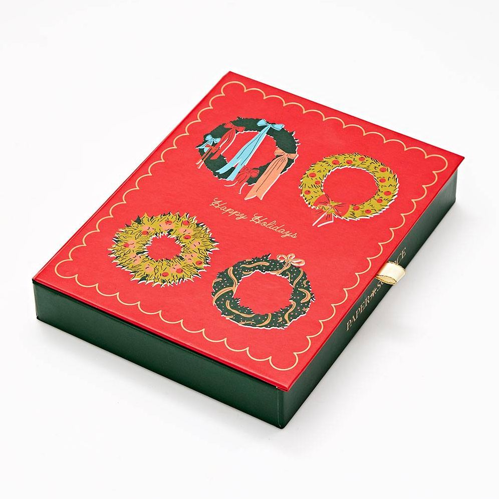 XMAS OFF/FOIL A2 Scalloped Wreath FLD S/12