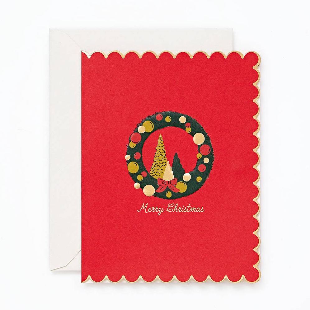 XMAS OFF/FOIL/EMB A2 Scalloped Wreath FLD