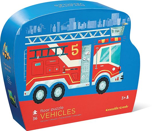 vehicles 36 pc classic shaped box floor puzzle