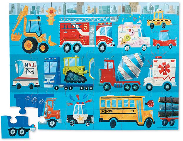 vehicles 36 pc classic shaped box floor puzzle