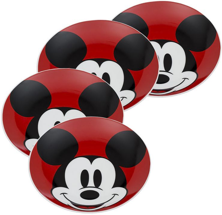 Disney Mickey Mouse 4 pc. 8 in. Ceramic Salad Plate Set