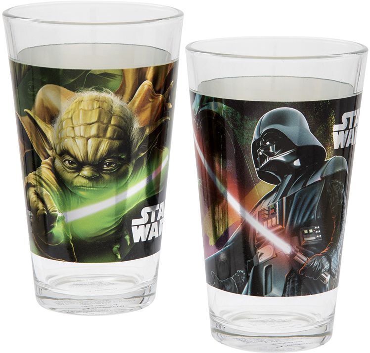 Star Wars Darth Vader & Yoda 2 pc. 16 oz. Laser Decal Glass Set