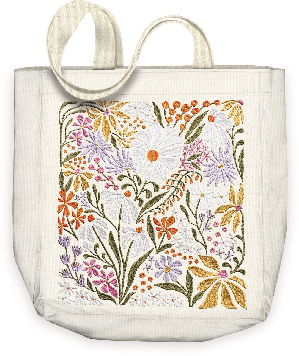 Lady Jayne Wildflowers Embroidered Canvas Tote