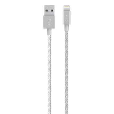 Belkin F8J144bt04-SLV SYNC/CHARGE CABLE,PREMIUM,2.4A,Lightning 4 foot,SILVER