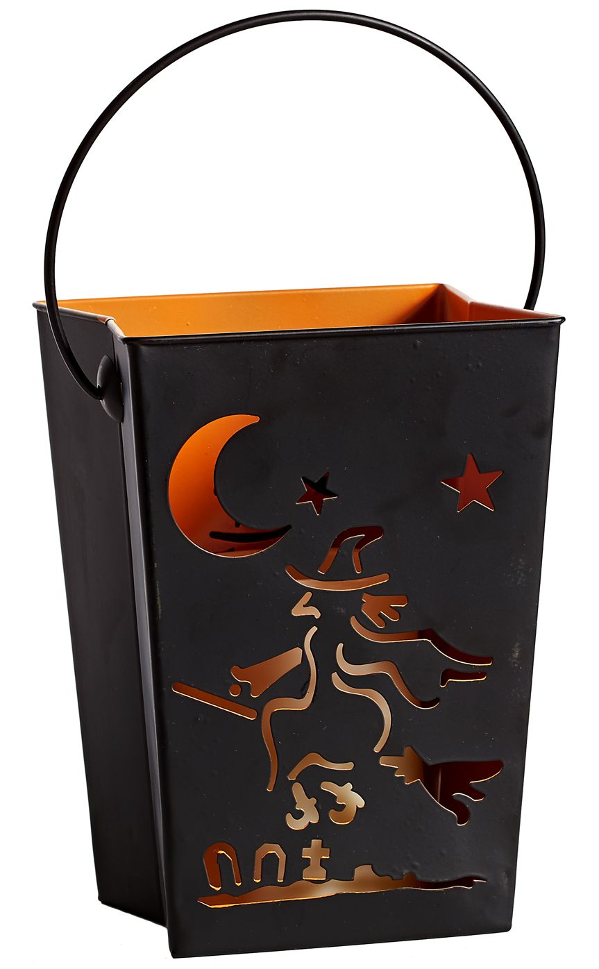 Black Witch Lantern Luminary with LED Candle 7"