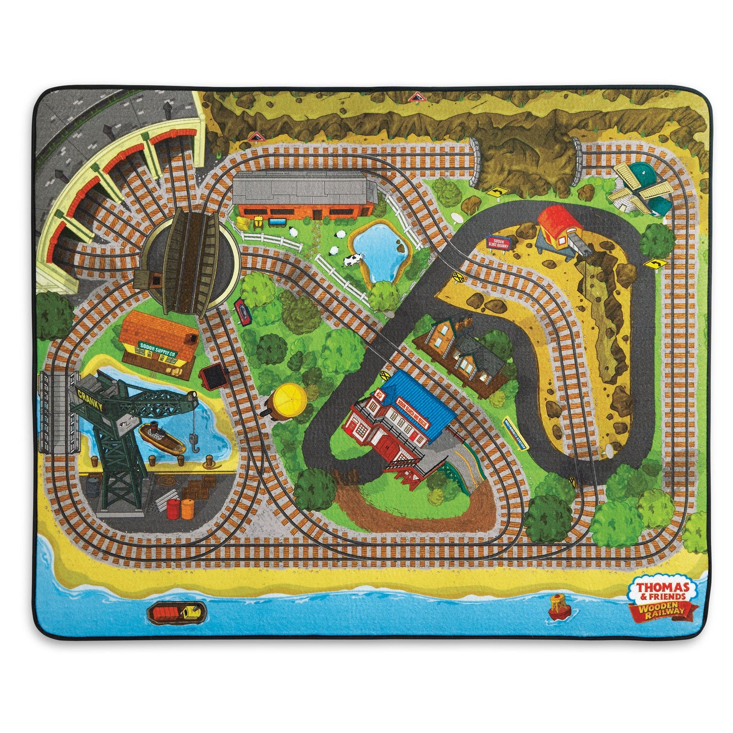 Fisher-Price Thomas the Train Wooden Railway Island of Sodor Felt Playmat
