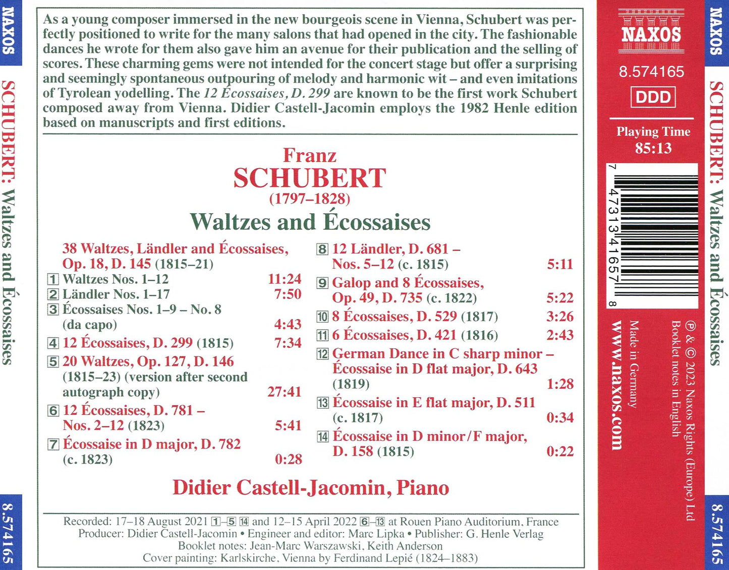 Waltzes Landler & Ecossaises - D.145 146 158 (Schubert / Jacomin)