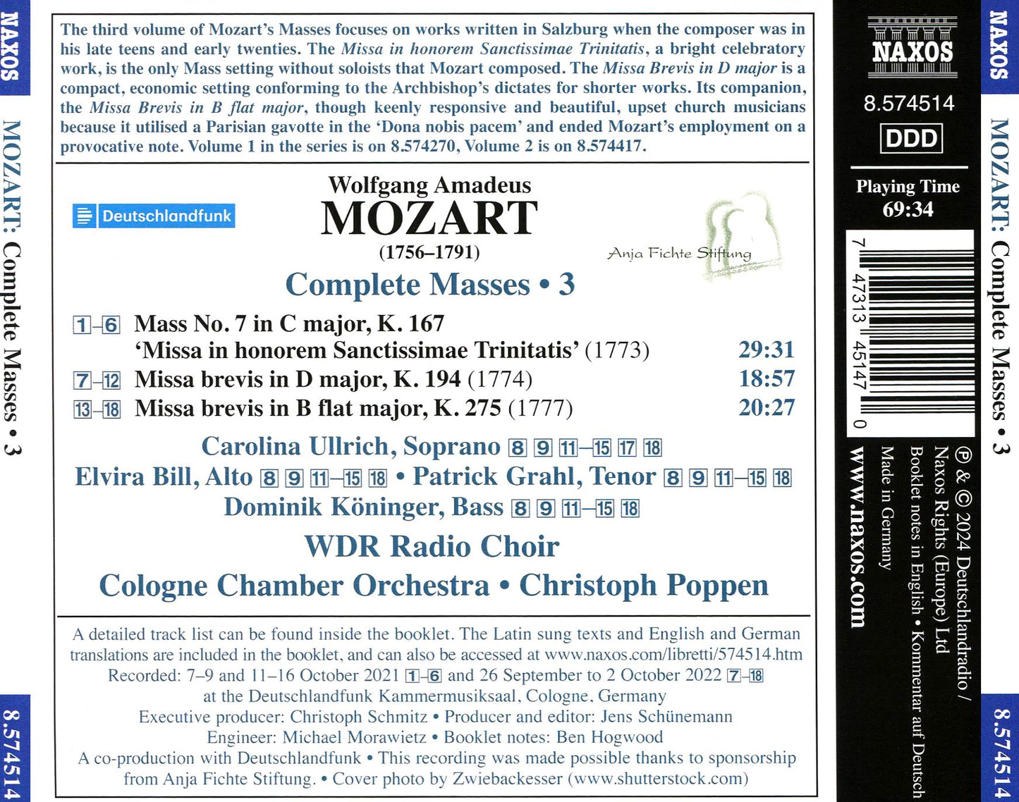 Complete Masses Vol. 3 - MASS NO. 7 & Missa In (Mozart / Ullrich)