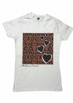 Blackheart Records Damask Womens Tee (Wht) (Wsm) (Blackheart Records Damask Womens Tee)