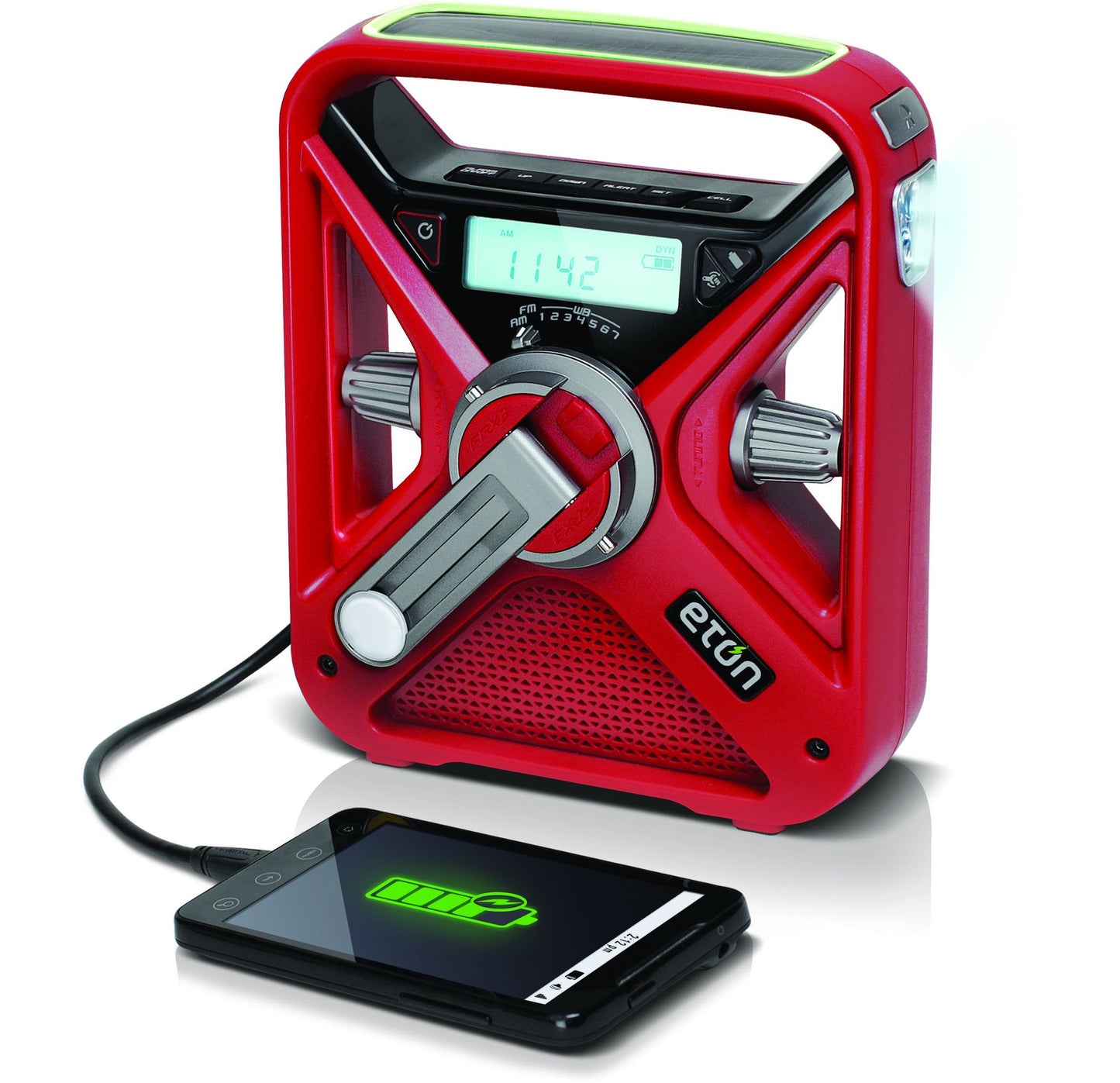 Eton NFRX3WXR Multi-Powered AM/FM/NOAA Weather Radio with LED Flashlight - Red