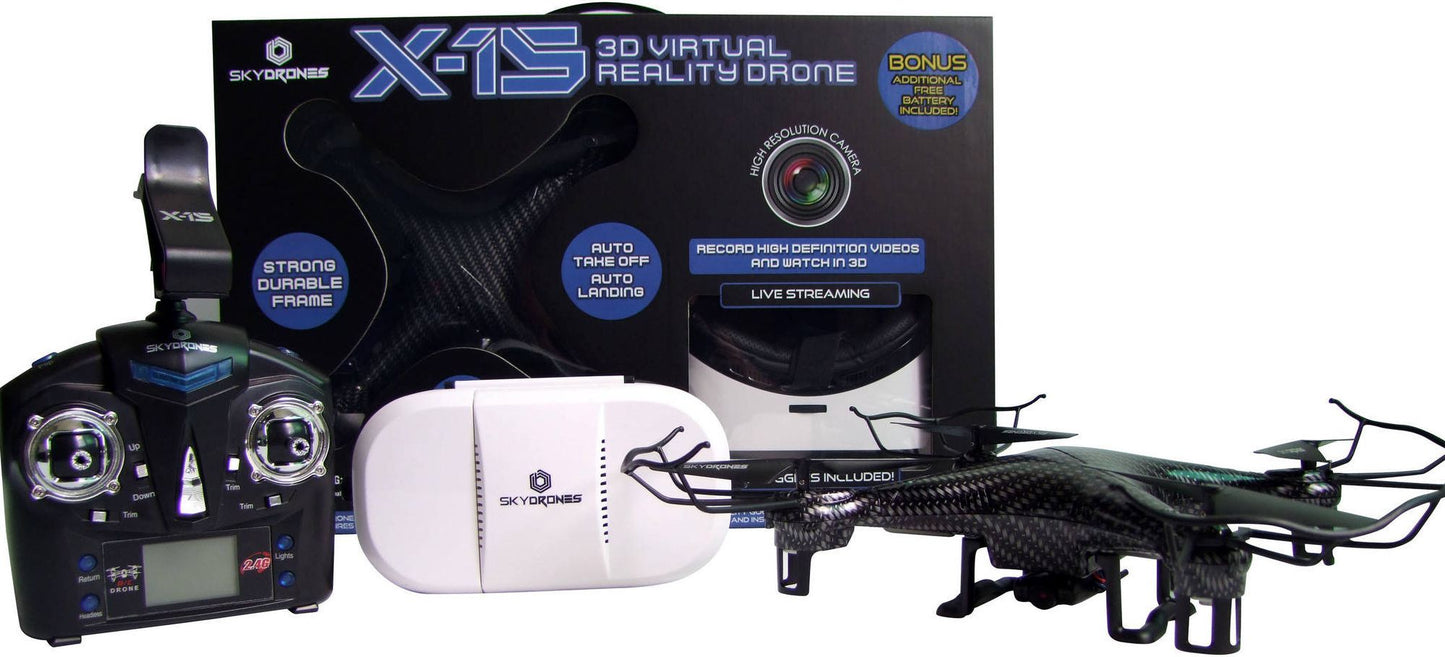 X15 3D VIRTUAL REALITY DRONE W/ BONUS EXTRA BATTERY AND VR GOGGLES