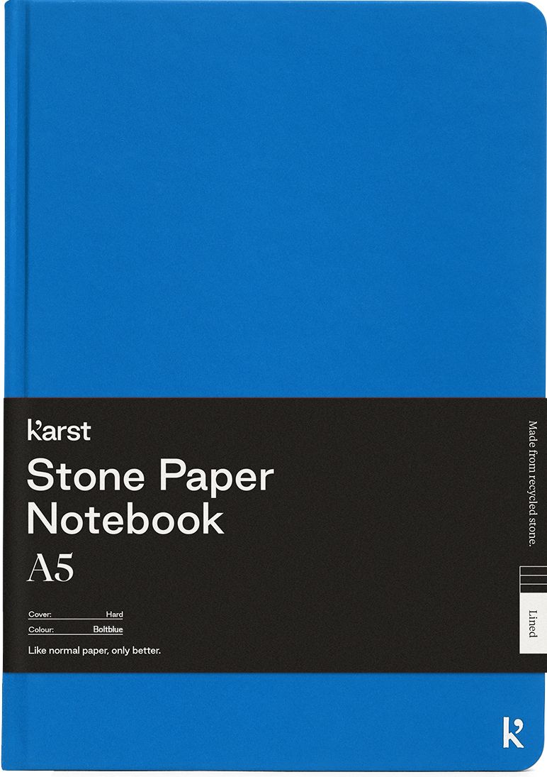 Karst Stone Paper A5 Hardcover Notebook - Boltblue (lined)