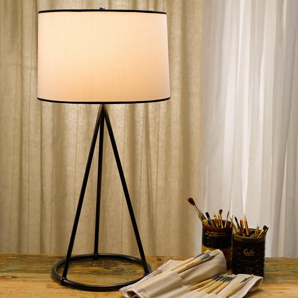 Nina Tapered Table Lamp in Bronze with Cotton Shade
